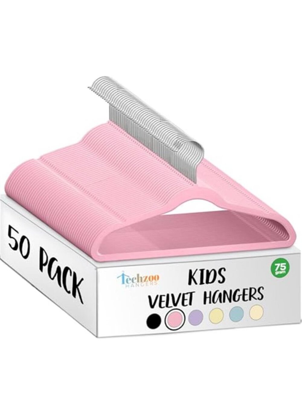 TechZoo 50 Premium Kids Velvet Hangers - 14" Non-Slip Clothes Hangers for Kids